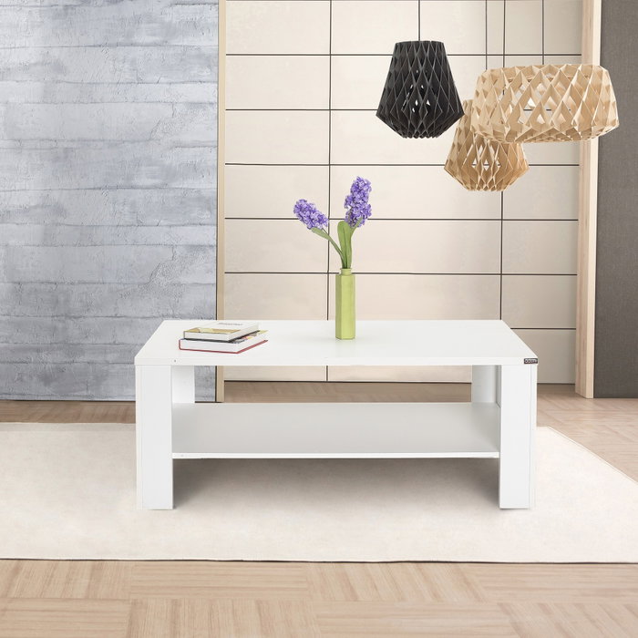 Hanah Home Shp-695-Dd-1 Mesa de Centro Blanca Diamante 110x65x42 cm Tablero Melamina 16mm Elegante Moderna Funcional